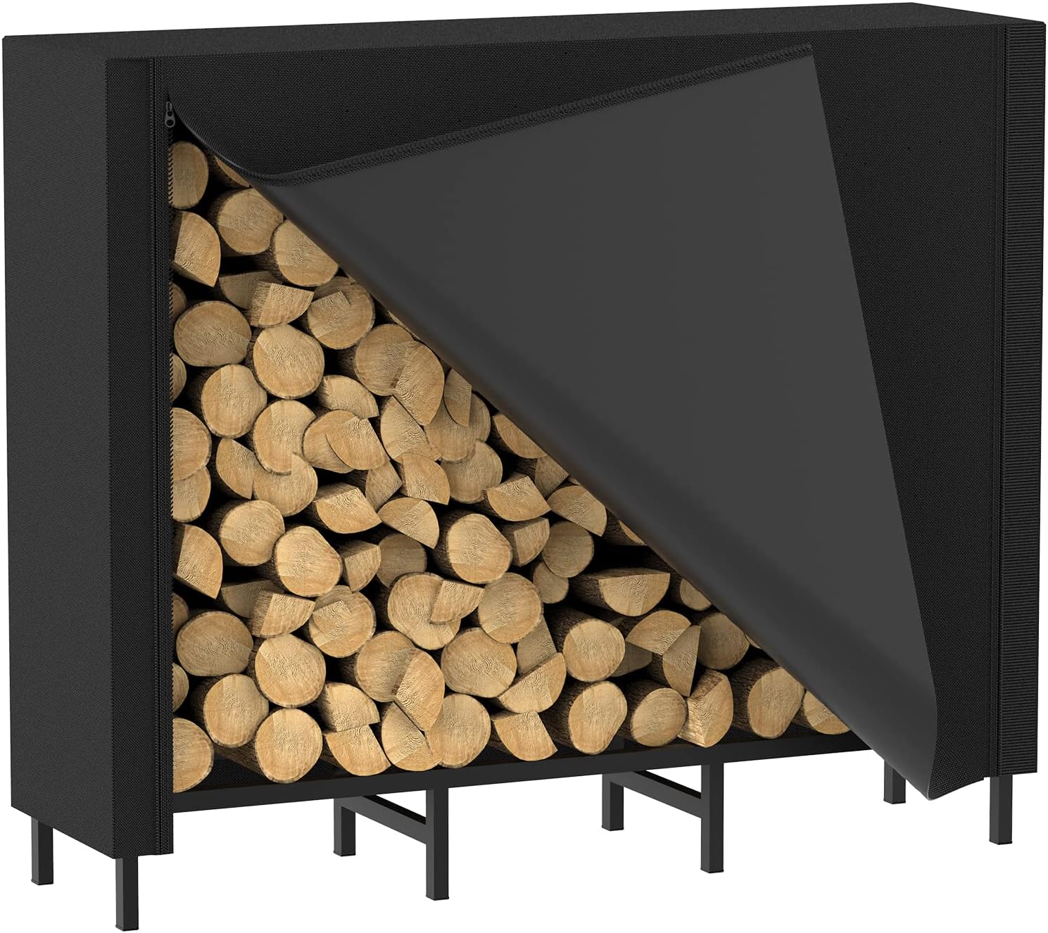 kaminholzregal 1,2 m mit abdeckung – brennholzregal aus stahl für innen & außen, schwarz kaminholzregal 1,2 m mit abdeckung – brennholzregal aus stahl für innen & außen, schwarz